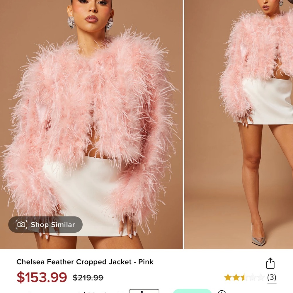 Light Summer Pink Feather Jacket: Brand New with Tags